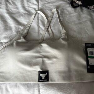 Under Armour Project Rock Cream Sports Bra